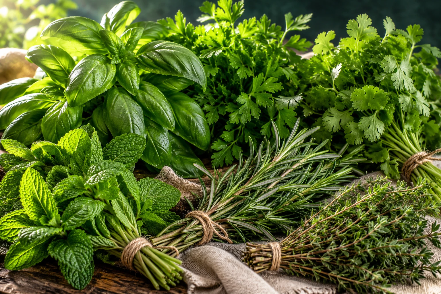 Fragrant basil, mint, coriander, rosemary and thyme
